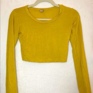 Yellow long sleeve crop top